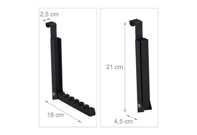 2 X Klapphaken, Zum Einhängen, Türgarderobe Für Je 6 Kleiderbügel, Metall Und Holz, Haken Für 2 Cm Türfalz, Schwarz