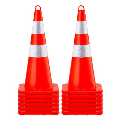 2 Tlg. Sicherheitskegel Verkehrskegel Pvc-baukegel, 2 Reflektierende Kragen, Verkehrskegel Mit Beschwerter Basis Und Handring, Für Verkehrskontrolle, Einfahrt, Straßenparken