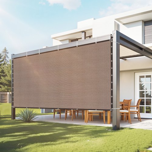 90 % Sonnenschutztuch Sichtschutz Schattenabdeckung (305 X 366 Cm) Für Pergola Mit Edelstahlösen, Sonnensegeltuch Mit 140 G/m² Hdpe-material, Für Outdoor Terrasse Garten Hinterhof (braun)