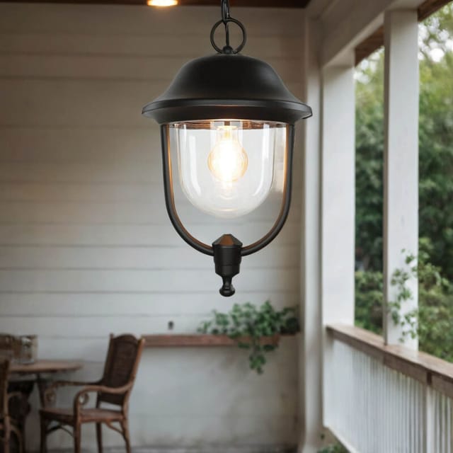 Licht-erlebnisse - Hängelampe Außen Ip43 Schwarz Ø 25 Cm Rustikal E27 Außenlampe Hof
