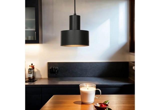 Hängeleuchte E27 Schwarz Ø 15 Cm Metall Pendelleuchte Wohnzimmer