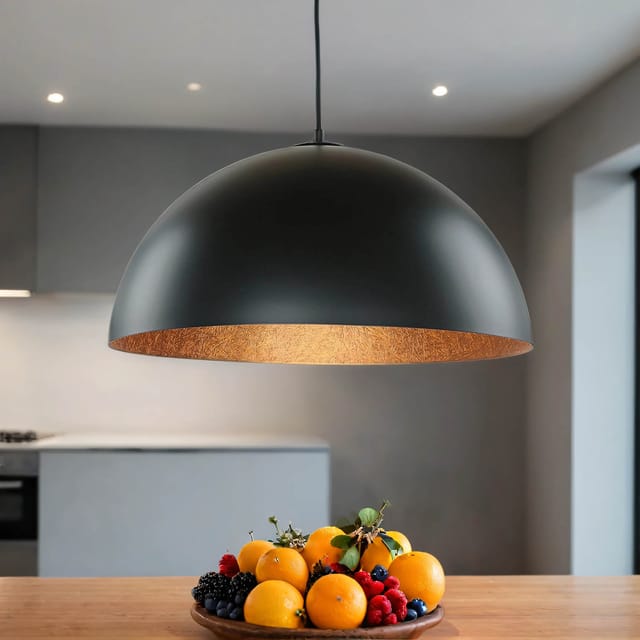 Licht-erlebnisse - Hängeleuchte Schwarz Kupfer Ø 50 Cm E27 Hängelampe Wohnzimmer Esszimmer