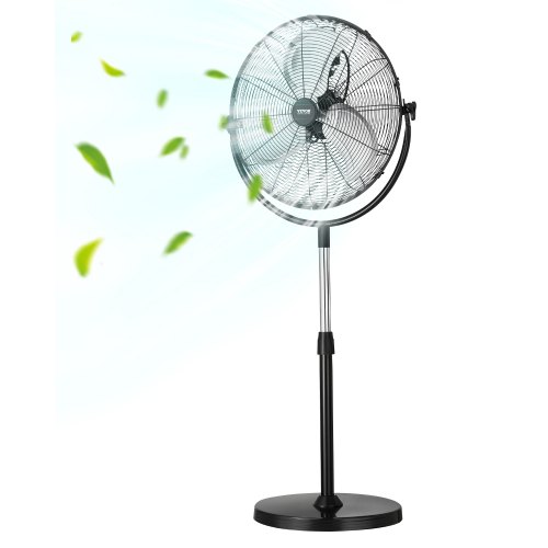 Industrieller Standventilator, 560 Mm Ventilator Mit 115-147 Cm Einstellbarer Höhe, Bodenventilatoren Mit 3 Einstellbaren Geschwindigkeiten, Windmaschine Für Wohnzimmer, Zuhause, Büro, Schwarz