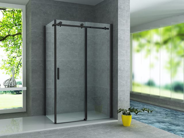 Duschkabine Schiebetür Schwarz Matt 8mm 90x120x195cm - Aloni