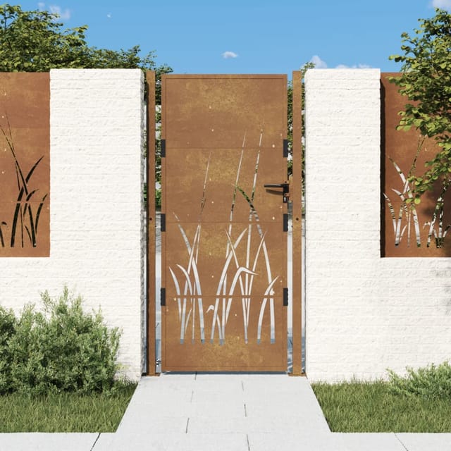 Gartentor 105x180 Cm Cortenstahl Gras-design - Vidaxl