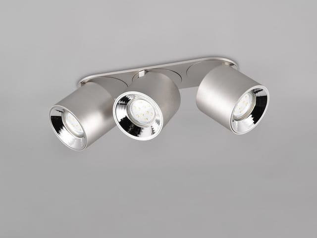 Meinewunschleuchte - Led Deckenstrahler Silber 3 Spots Schwenkbar Dimmbar, Breite 27cm