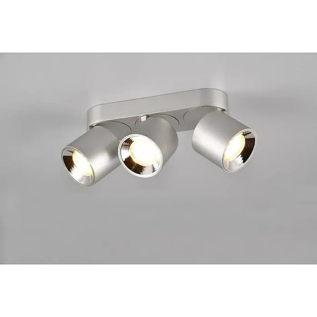 Deckenstrahler Guayana Silber 3 Spots Schwenkbar, Breite 27cm