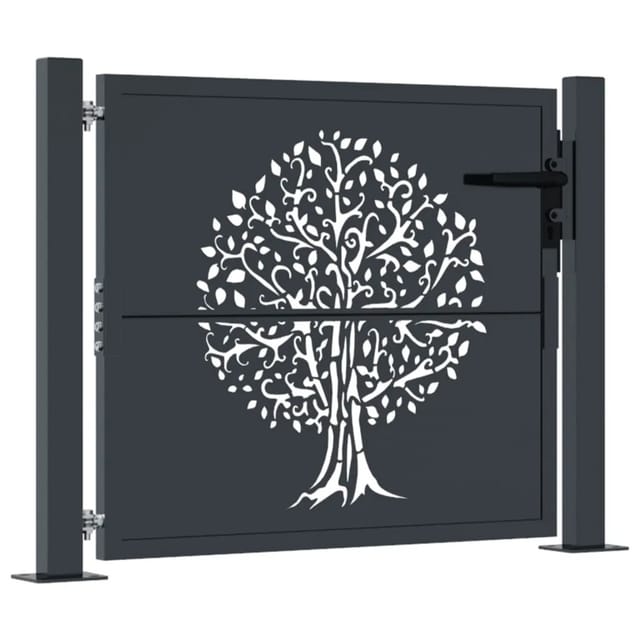 Vidaxl Gartentor Anthrazit 105x105 Cm Stahl Baum-design