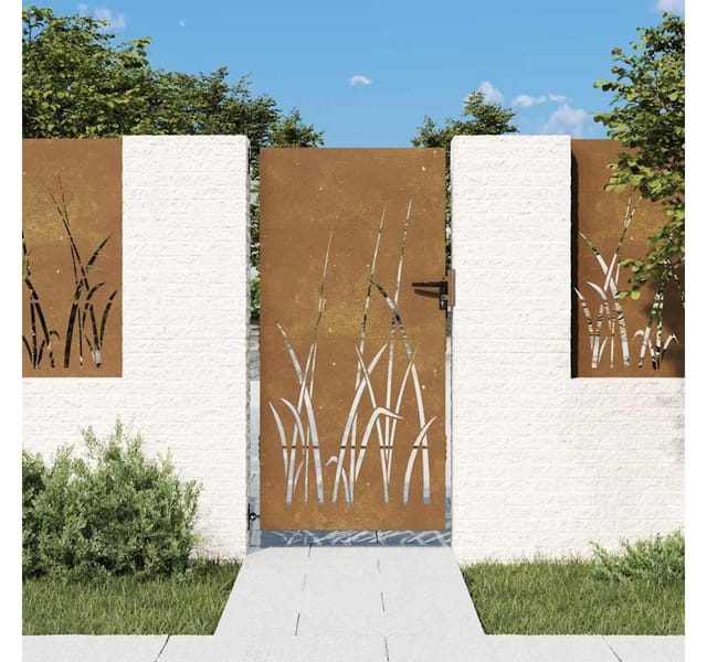 Gartentor 85x175 Cm Cortenstahl Gras-design Vidaxl