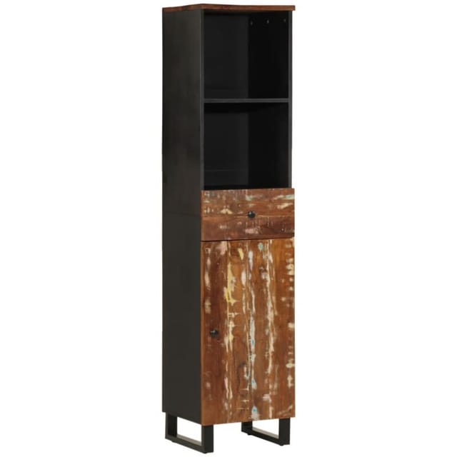 Badschrank 38x33x160 Cm Altholz Massivholz Vidaxl