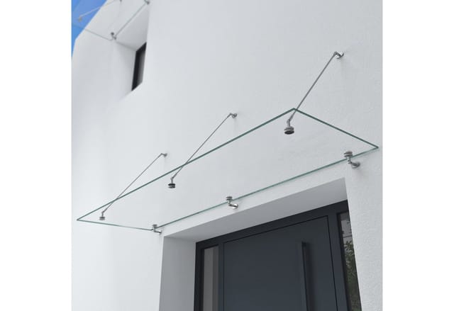 Sogood - Doporro® Vordach Überdachung Vsg Mit Sgp Folie Vdg02k Maße:90x200cm 3 Edelstahl Haltestangen Transparentes Glasvordach Regenschutz Für Haustür