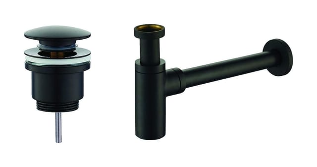 Mattes Schwarzes Abfluss- Und Siphonset, Rundes Modell Damast Kitsca1no Matt-schwarz