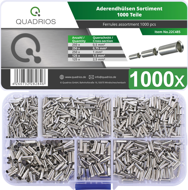Quadrios - 22c485 Aderendhülsen-sortiment Unisoliert 1000 St.