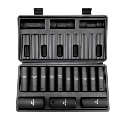 Mophorn - Vevor Profi Steckschlüsselsatz Cr-v-legierter Stahl 13-tlg Steckschlüssel Satz 10-24 Mm Tiefe Stecknüsse Schlagschrauber, Hrc 42-48 Steckschlüssel Inkl Werkzeugkoffer, Metrisch Schraubenausdreher