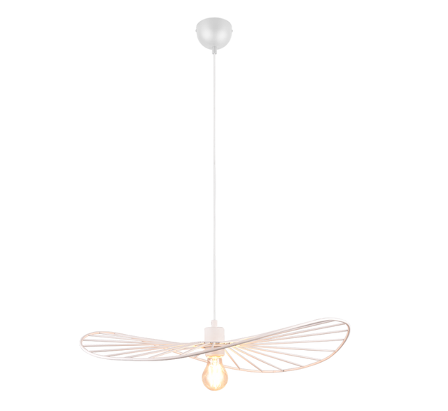 Trio - Ausgefallene Pendelleuchte Chapeau, Lampenschirm Weißer Draht, Ø 60cm