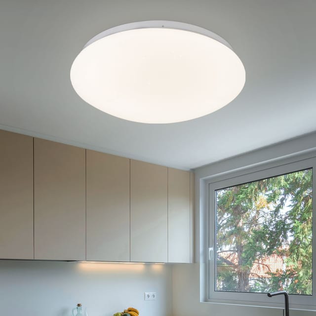Deckenlampe Deckenleuchte Esszimmerlampe Küchenleuchte Wohnzimmerlampe, Sterneffekt, Metall Rund, 1x Led 12w 750lm Warmweiß, Dxh 29x9cm