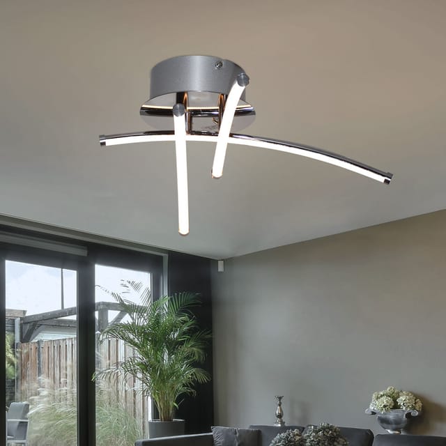 Globo - Deckenlampe Deckenleuchte Wohnzimmerlampe Wohnzimmerleuchte Schlafzimmerlampe Designleuchte, 3 Flammig, Metall Chrom, Led 9w 990lm Warmweiß, Dxh 38x11,5cm