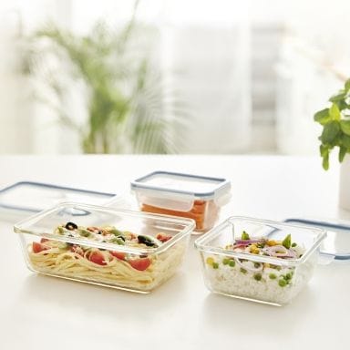 Rotho - Kühlschrankdose Glas Clic & Lock 0,5 L, 3er Set Vorratsdose
