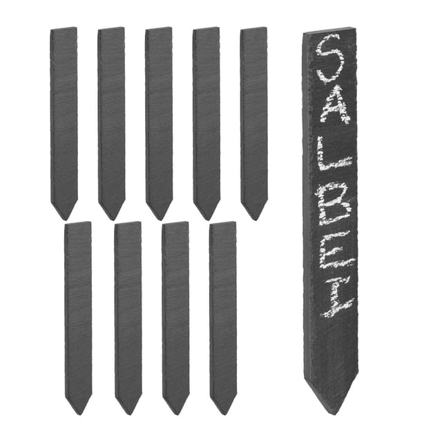 Pflanzenstecker 10er Set, Garten & Kräuterbeet, Pflanzenschilder Zum Beschriften, 20x3 Cm, Schiefer, Anthrazit - Relaxdays