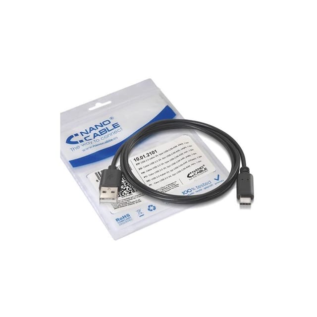 Nanokabel - Usb 2.0 3a Typ Usb-c/m-a/m Kabel 1m Schwarz