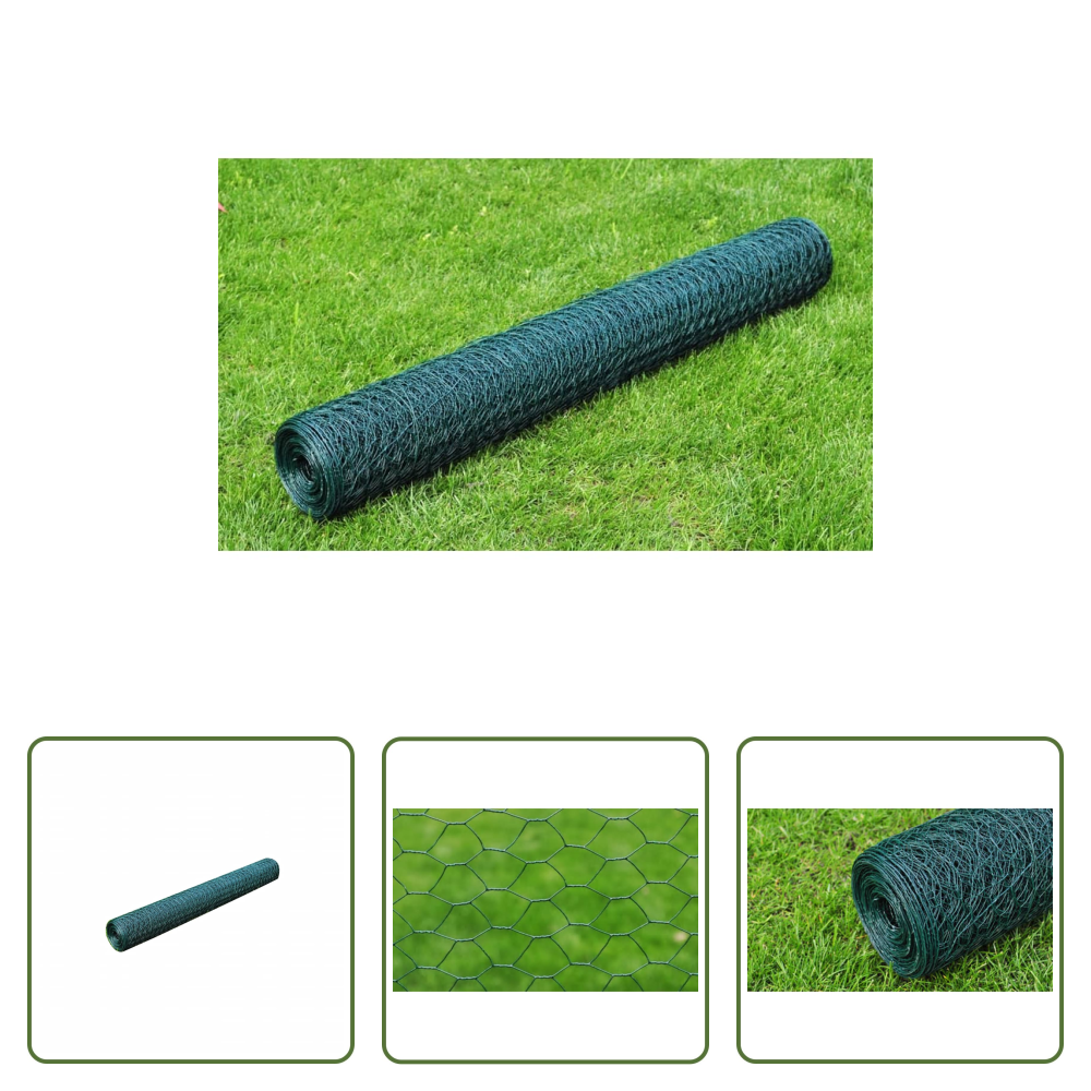 Vidaxl Hühnerkäfig - Drahtzaun Mit Pvc-beschichtung 25x0,5 M Grün
