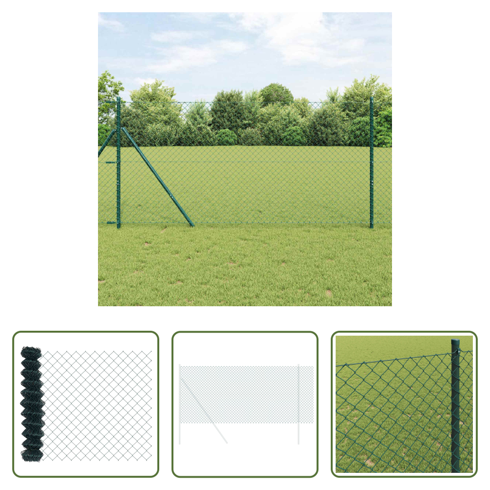 Stahlzaun - Kettenzaun Grün 25 X 1,4 M Stahl