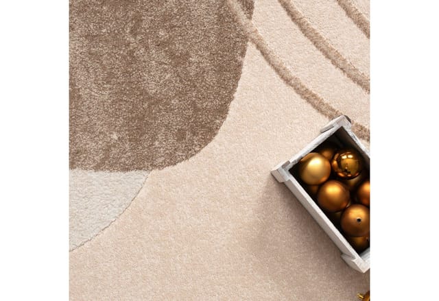 Paco Home Teppich Wohnzimmer Kurzflor Blätter Floral Regenbogen Geometrisch 120x160 Cm, Beige 3