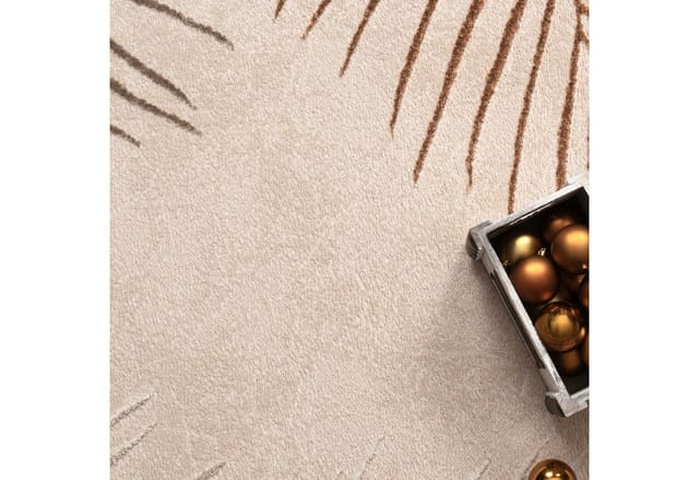 Paco Home Teppich Wohnzimmer Kurzflor Blätter Floral Regenbogen Geometrisch 160x230 Cm, Beige 2