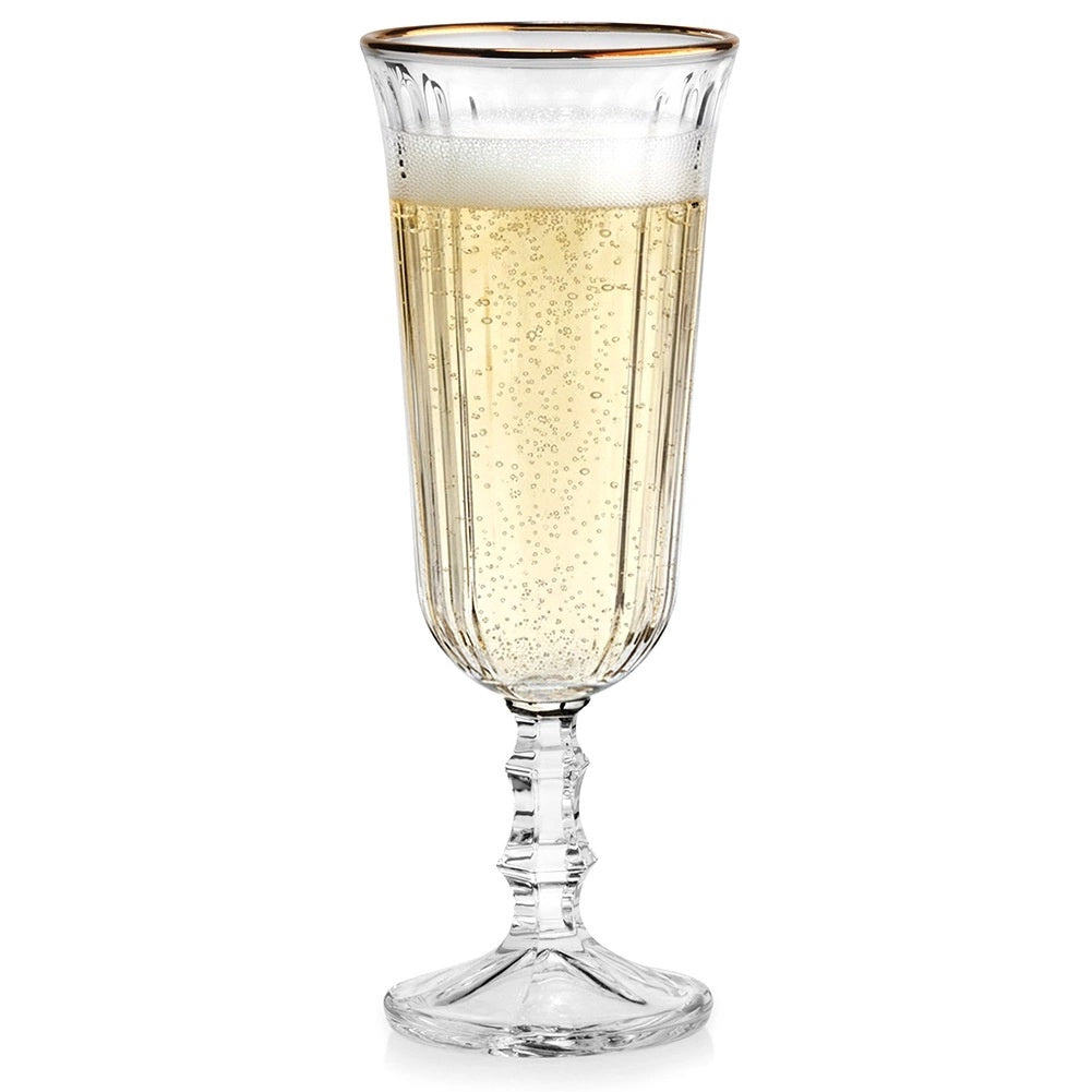 Champagne Flute Glass With Gold Rim, 120 Ml