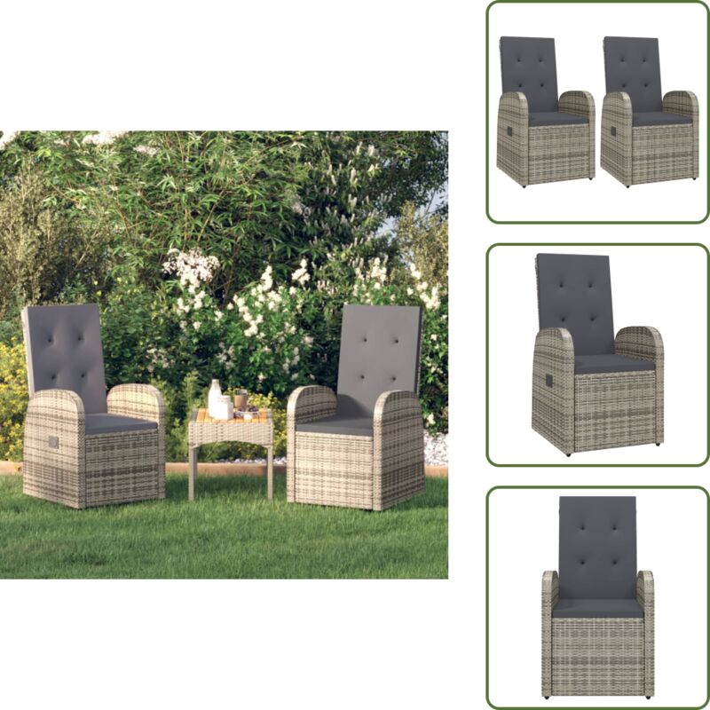 Garten-liegestühle 2 Stk. Mit Auflagen Poly Rattan Grau - Gartenstuhl - Esszimmerstuhl - Outdoor Möbel - Rattan Gartenmöbel - Lounge Chair