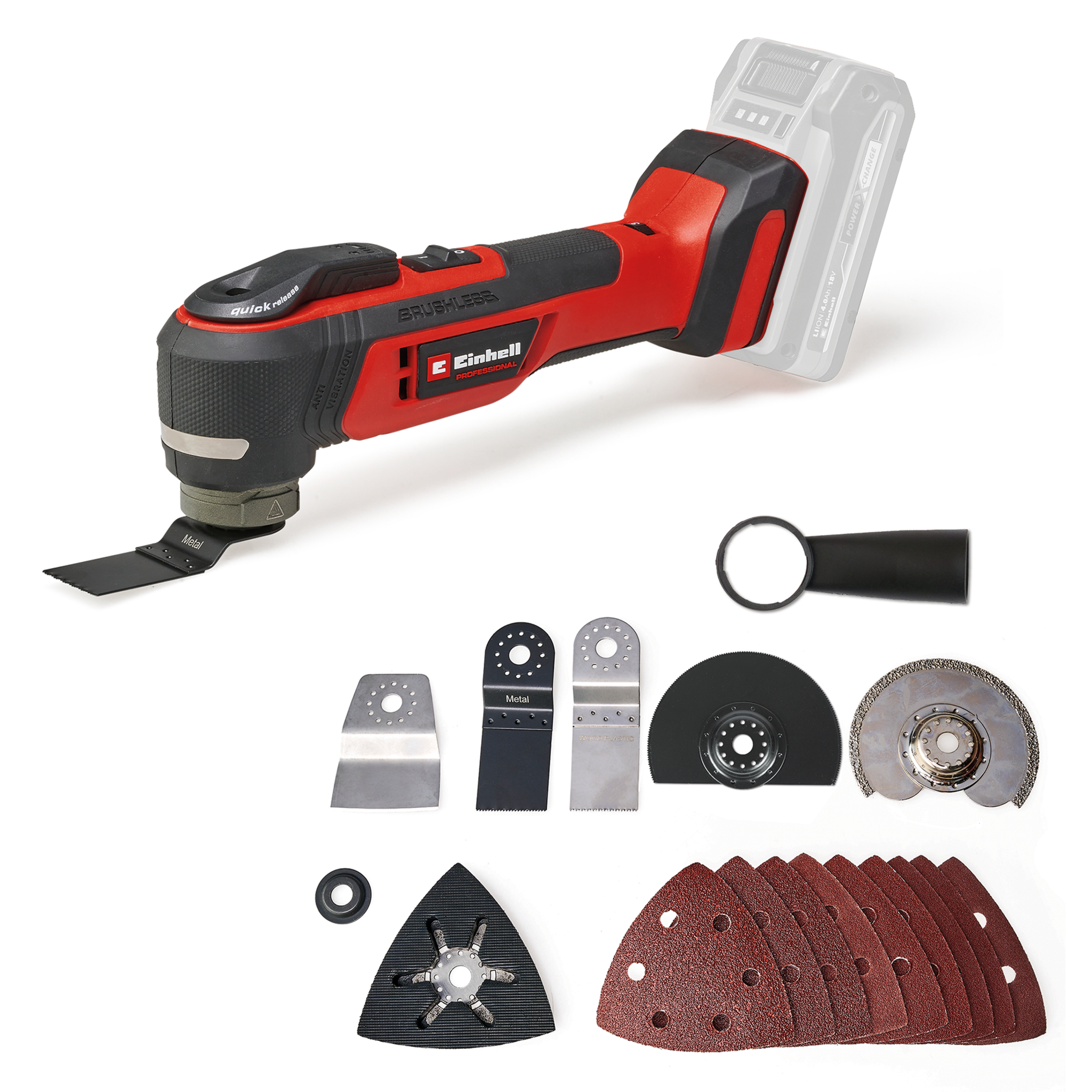 Einhell Professional Akku-multifunktionswerkzeug Tp-mg 18/3.6 Li Bl - Solo Power X-change (18 V, 3 Funktionen, Magnetische Werkzeugaufnahme, Inkl. Zubehör, Ohne Akku)
