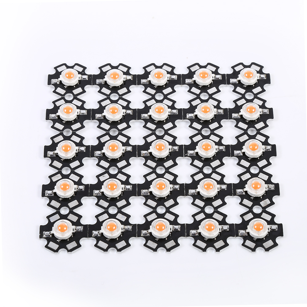 Packung Mit 25 Vollspektrum-3w-led-pflanzenwachstumschips, Wellenlänge 380-840 Nm (mit 20 Mm Leiterplatte)