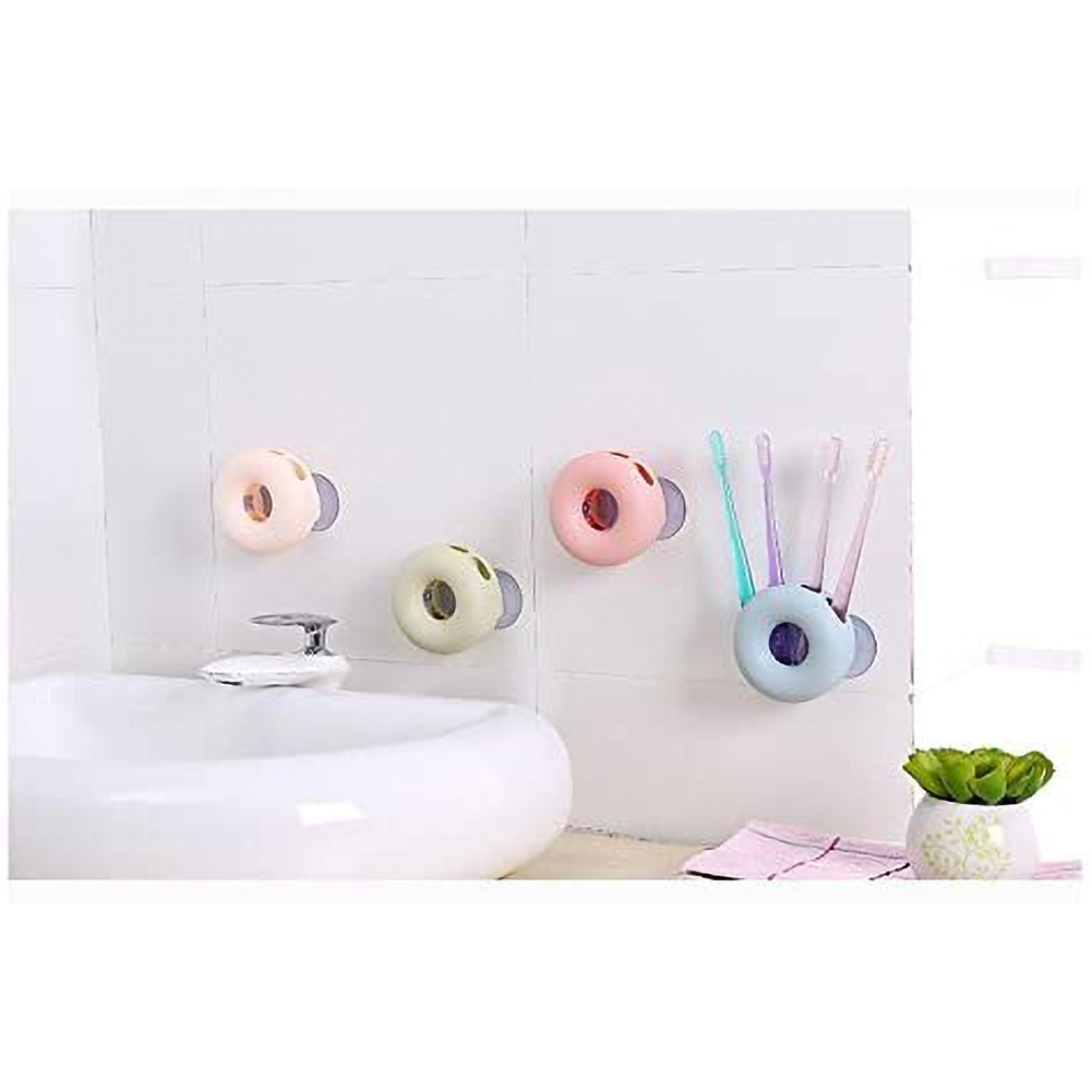 Wandmontierter Zahnbürstenhalter Mit Starkem Saugnapf Für Das Badezimmer, 4 Löcher (beige)