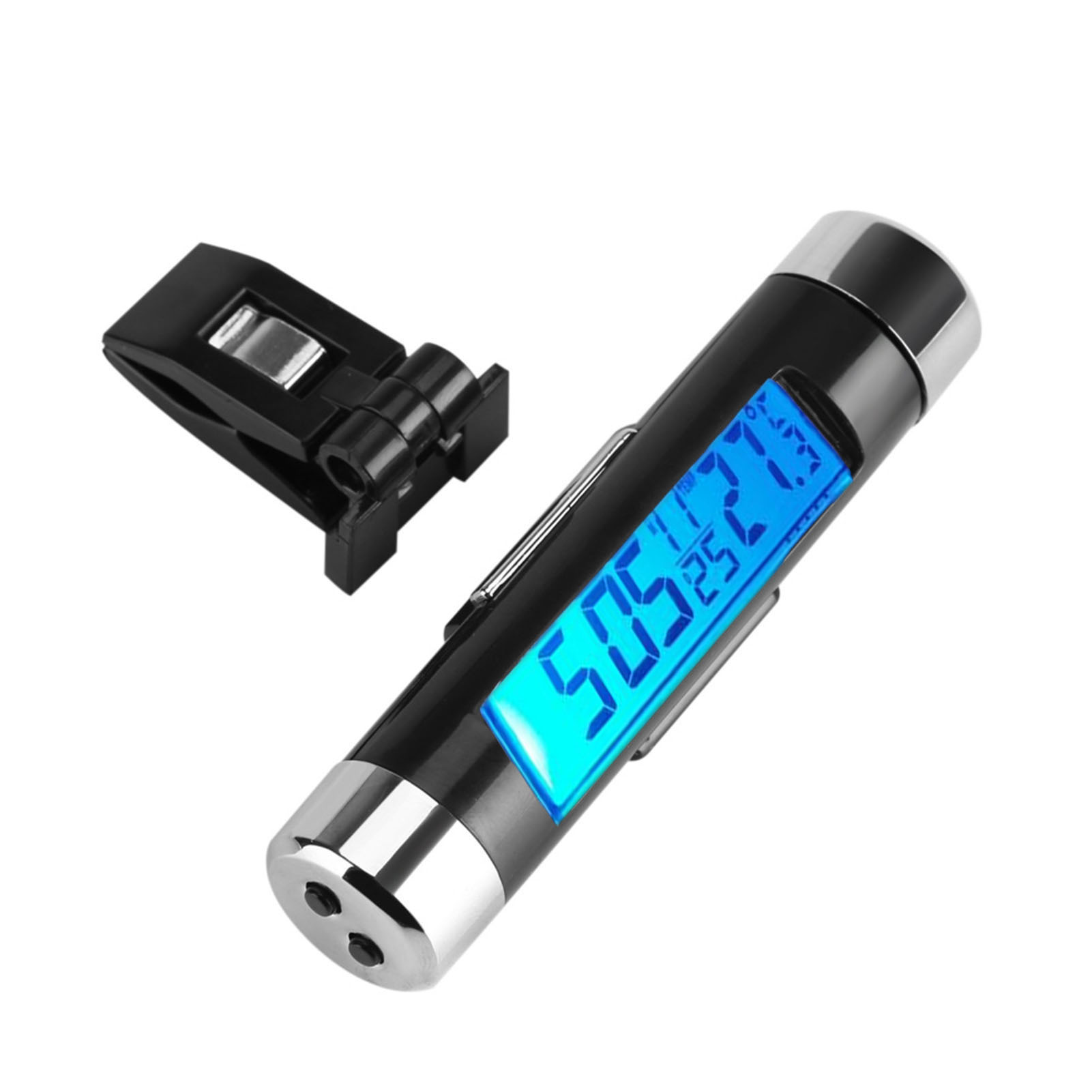 Lcd-clip-on-thermometer Für Lkw Oder Pkw, Blaue Hintergrundbeleuchtung, Digitale Uhr