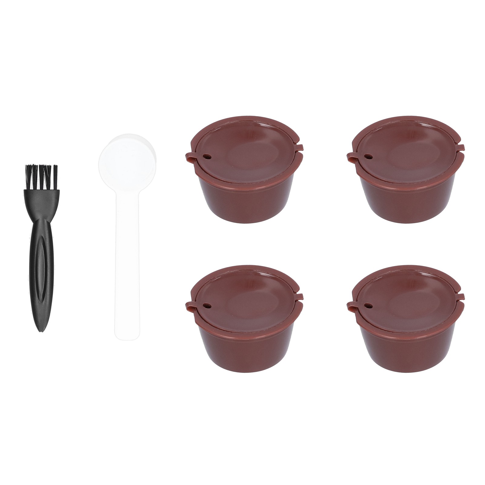 Nachfüllbare Kaffeekapsel, Wiederverwendbarer Kaffeefilter Für Die Dolce Gusto Maschine Mit Löffel, Gebürstete Braune Farbe