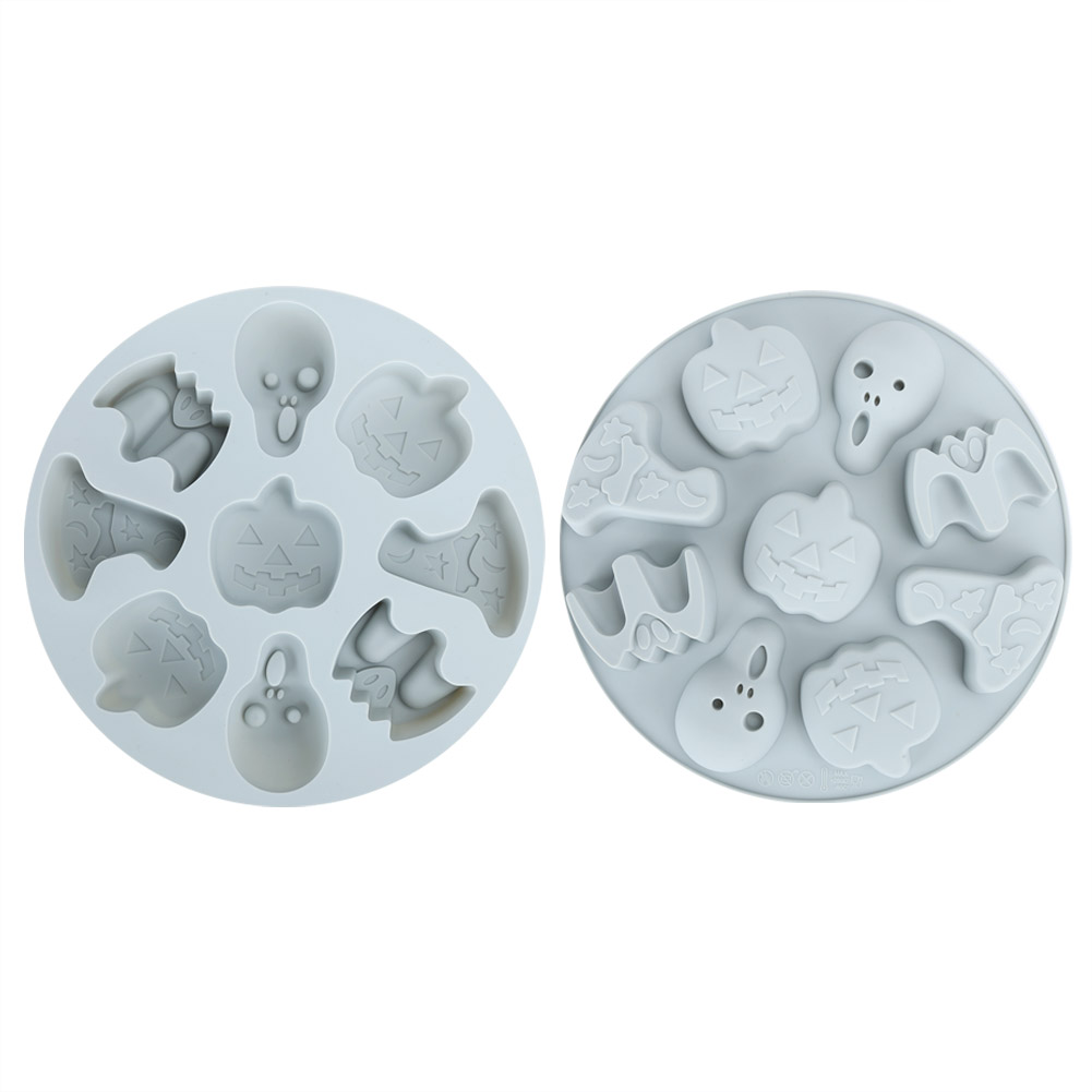 2er-set Silikonformen Mit Halloween-motiven Für Kuchen, Schokolade Und Fondant – Diy-back- Und Dekorationszubehör – Grau