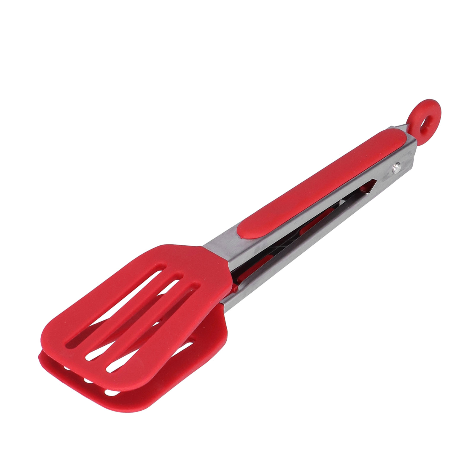 Zusammenklappbare Steakzange Aus Edelstahl Und Silikon, Ideal Zum Grillen Und Kochen (9 Zoll, Rot).