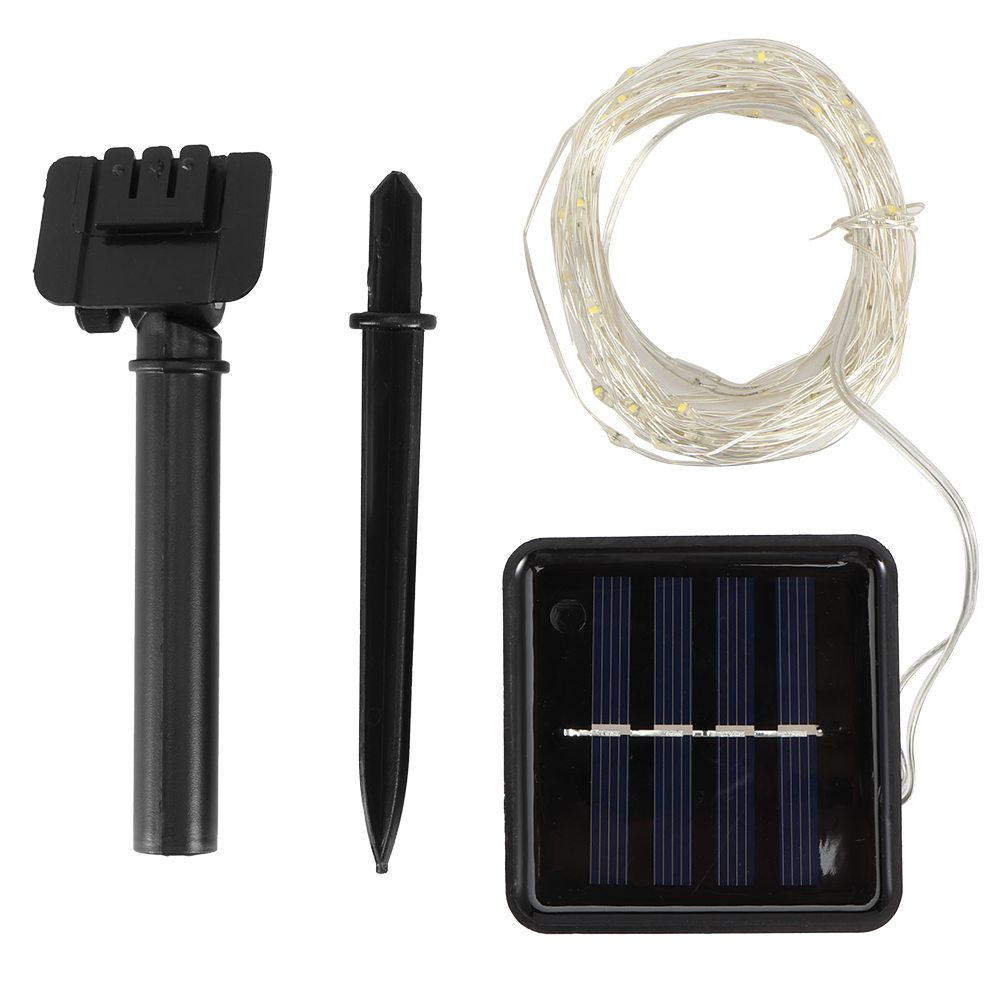 10 M Lange Solar-lichterkette Mit 100 Leds Zum Einstecken In Einen Pfahl, Zur Dekoration Ihres Gartens Im Freien Während Der Weihnachtsfeierlichkeiten.