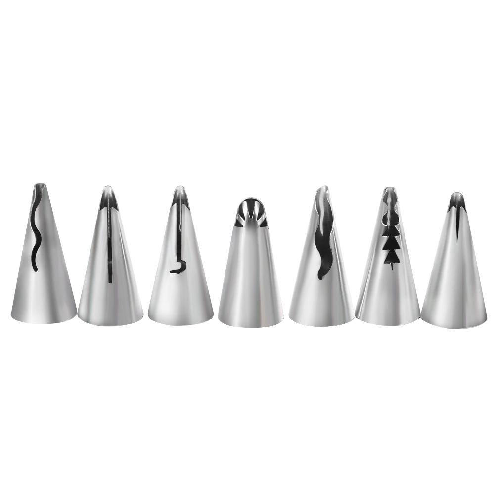 Set Mit 7 Edelstahl-tüllen Zum Dekorieren Von Kuchen, Fondant Und Zuckerguss.