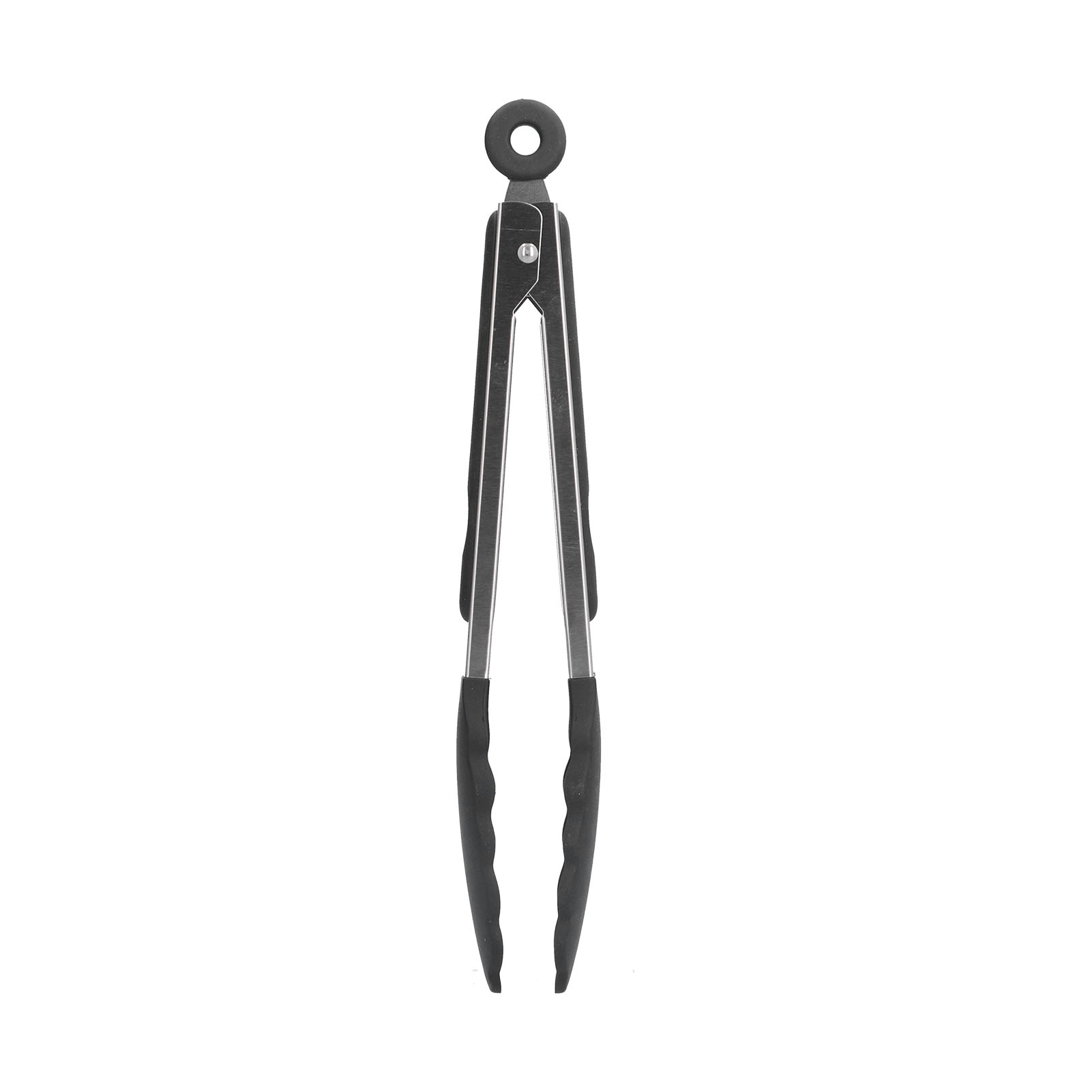 Küchenzange Aus Hitzebeständigem Silikon Mit Edelstahlbeschlägen Für Den Grill, Ideal Für Küche, Haushalt Und Outdoor-aktivitäten (23 Cm, Schwarz)
