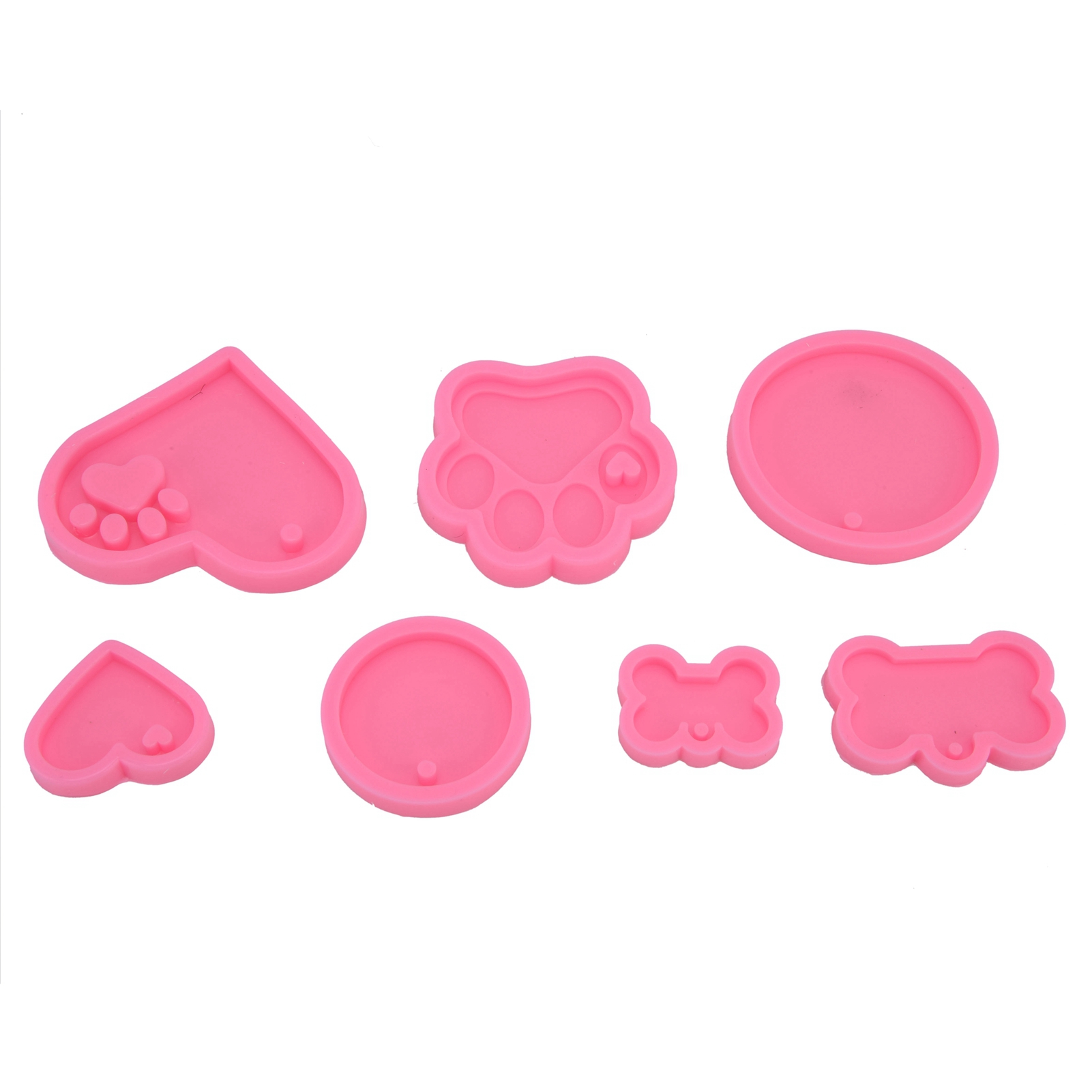 Set Mit 7 Silikon-schokoladenformen Zur Herstellung Eigener, Niedlicher Fondantformen Sowie Back- Und Kochutensilien.