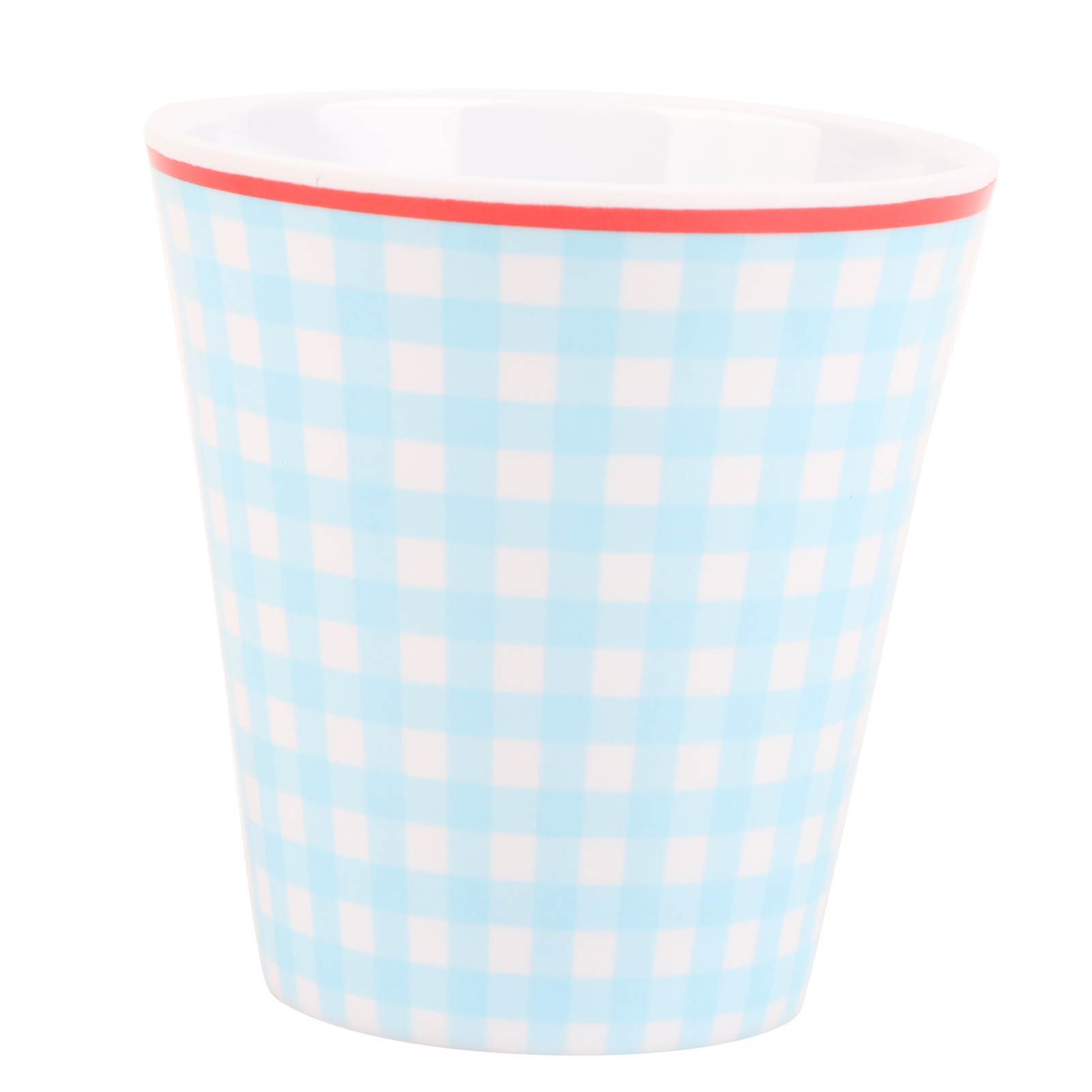 260 Ml Becher In Porzellanoptik Für Wasser, Kaffee Oder Milch, Geeignet Für Restaurants Und Schulen, Mit Hellblauem Gittermuster.