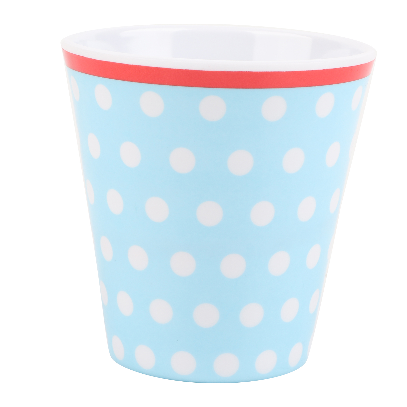 260 Ml Becher In Porzellanoptik Für Wasser, Kaffee Oder Milch, Ideal Für Restaurants Und Schulen. Hellblau Mit Punkten.