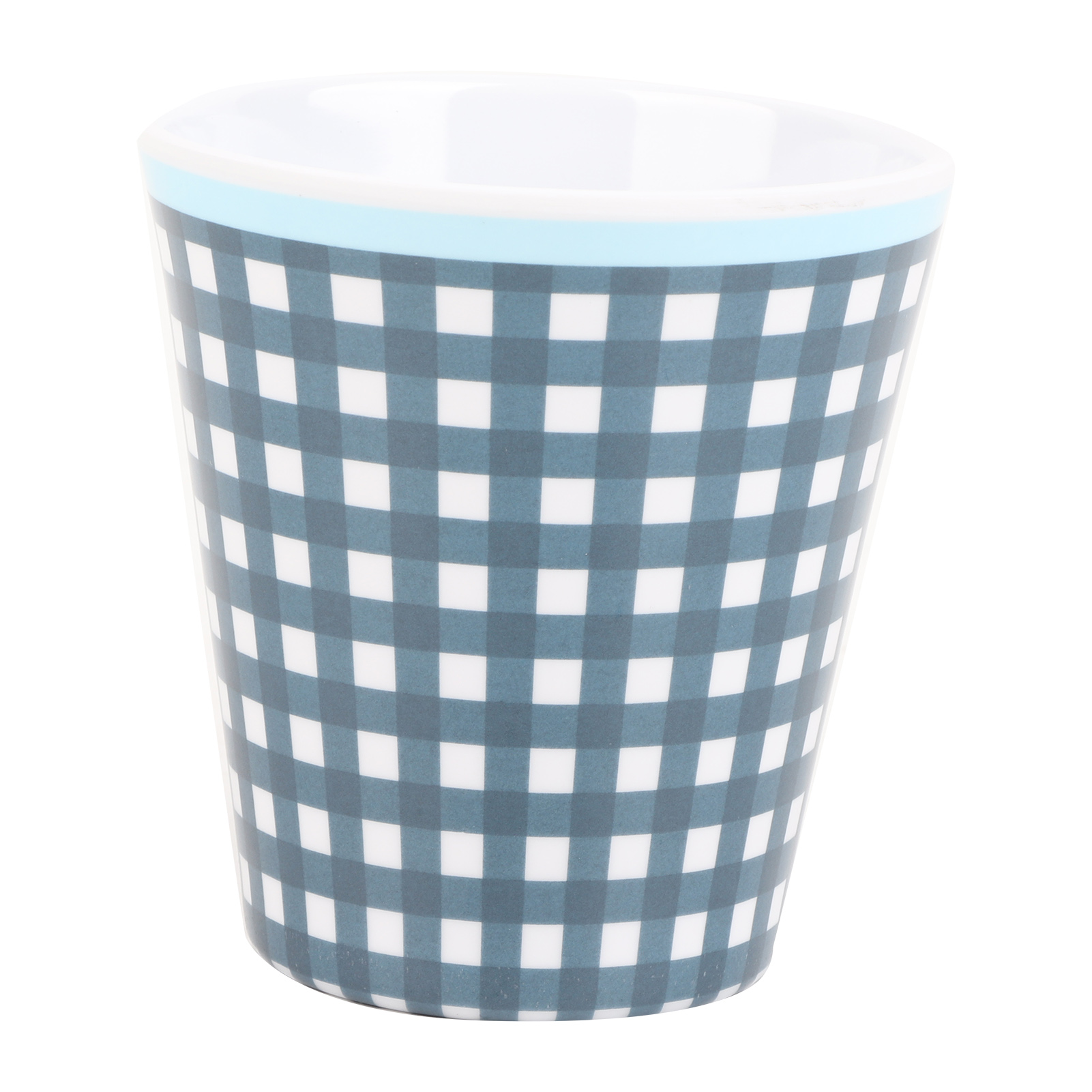 Imitierter Porzellanbecher Für Wasser/kaffee/milch, 260 Ml, Becher Für Restaurant/schule (dunkelblaues Gittermuster)