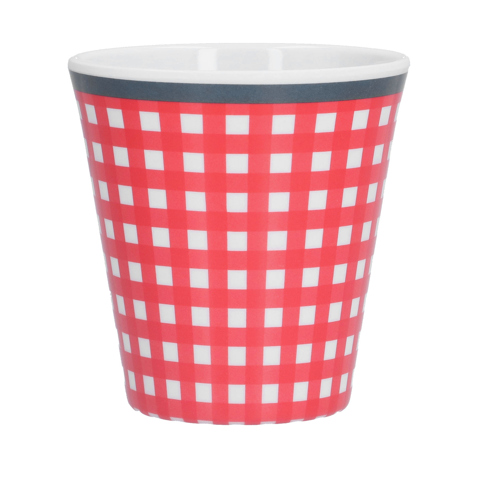 Imitierter Porzellanbecher Für Wasser/kaffee/milch, 260 Ml, Ideal Für Restaurants Und Schulen (rotes Gitter).