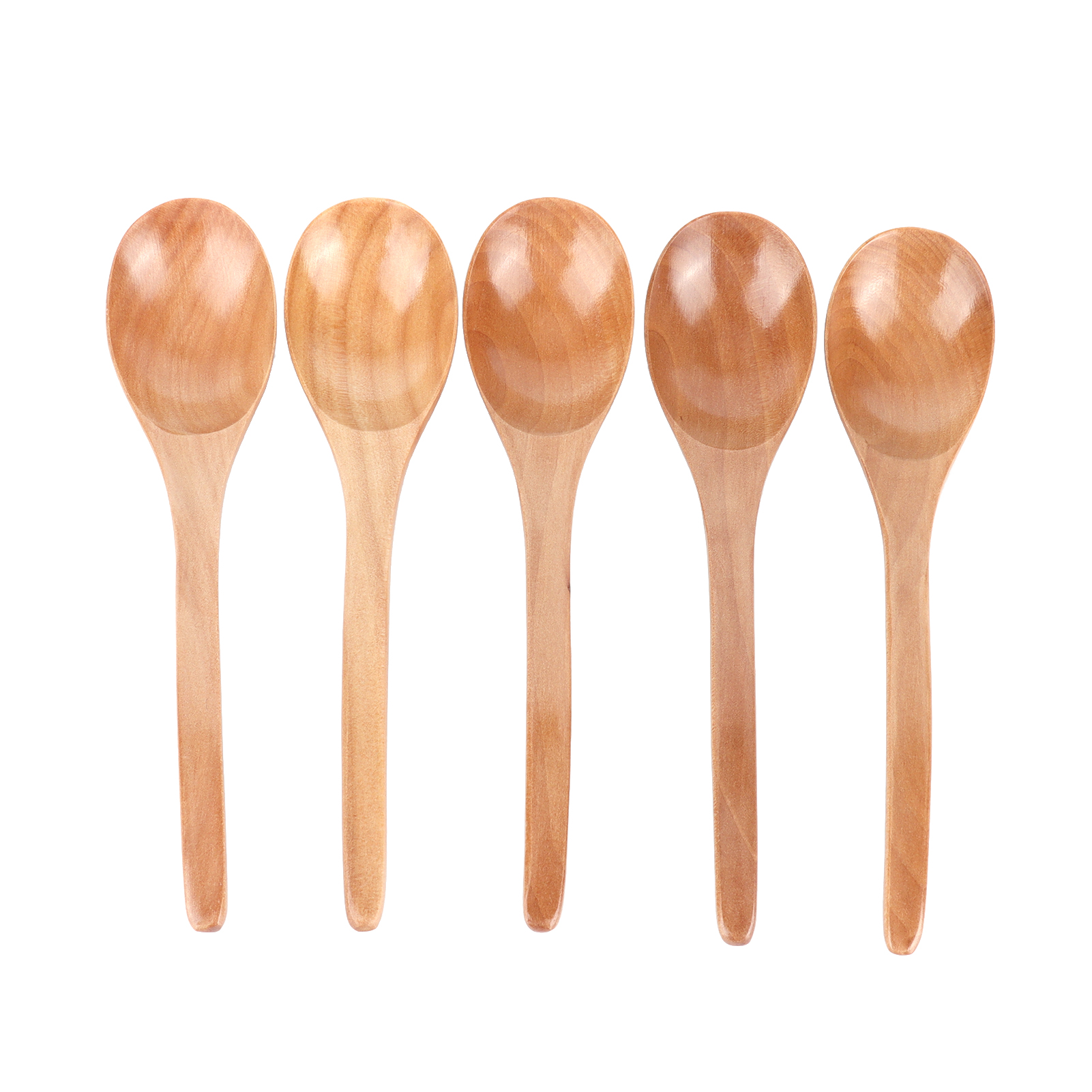 Set Aus 5 Hölzernen Suppenlöffeln Mit Gebogenen Griffen, Multifunktionale Reislöffel Zum Kochen (holzfarbe)