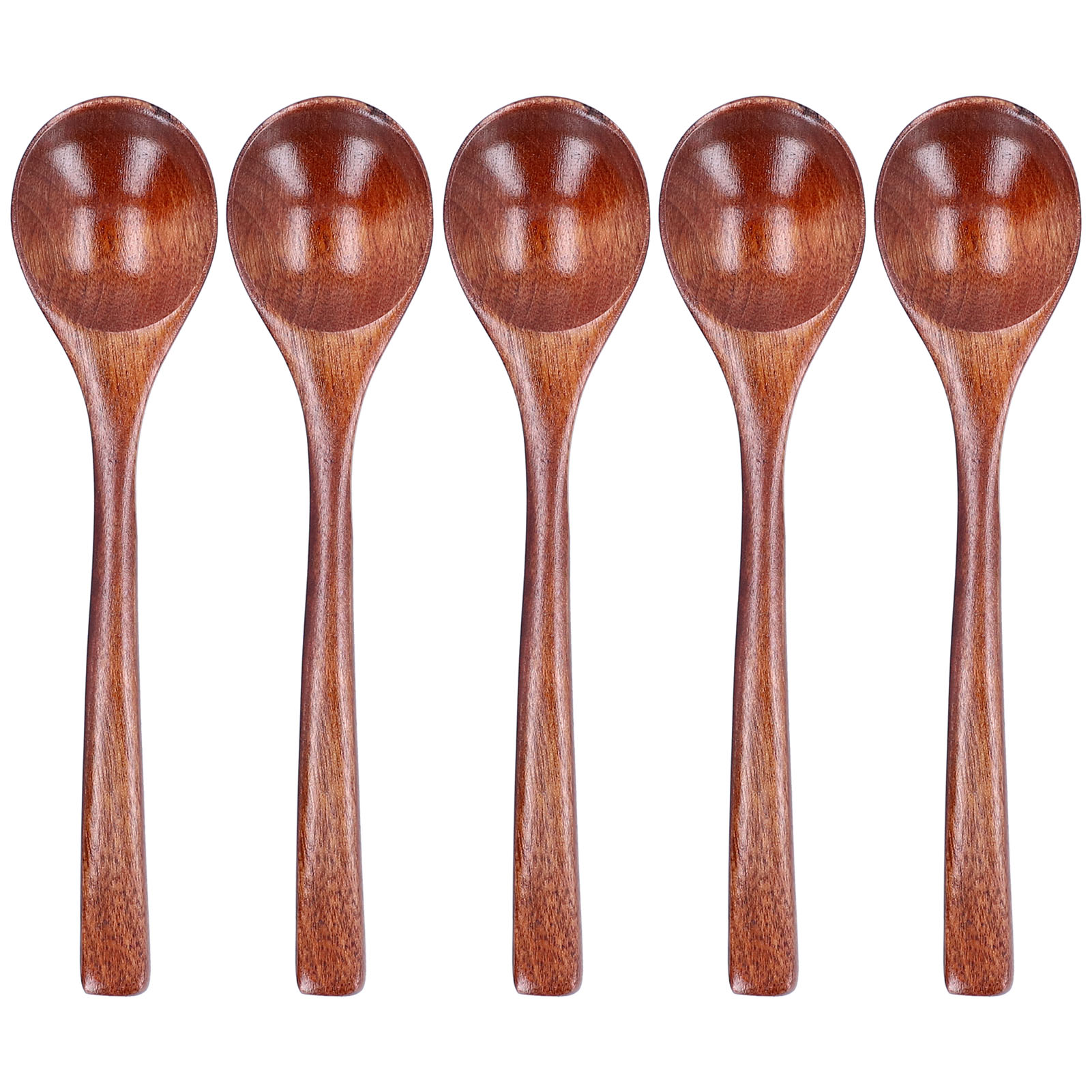 Set Aus 5 Langstieligen Suppenlöffeln Aus Holz, Reislöffeln Und Geschirr Für Zuhause, Küche Und Restaurant