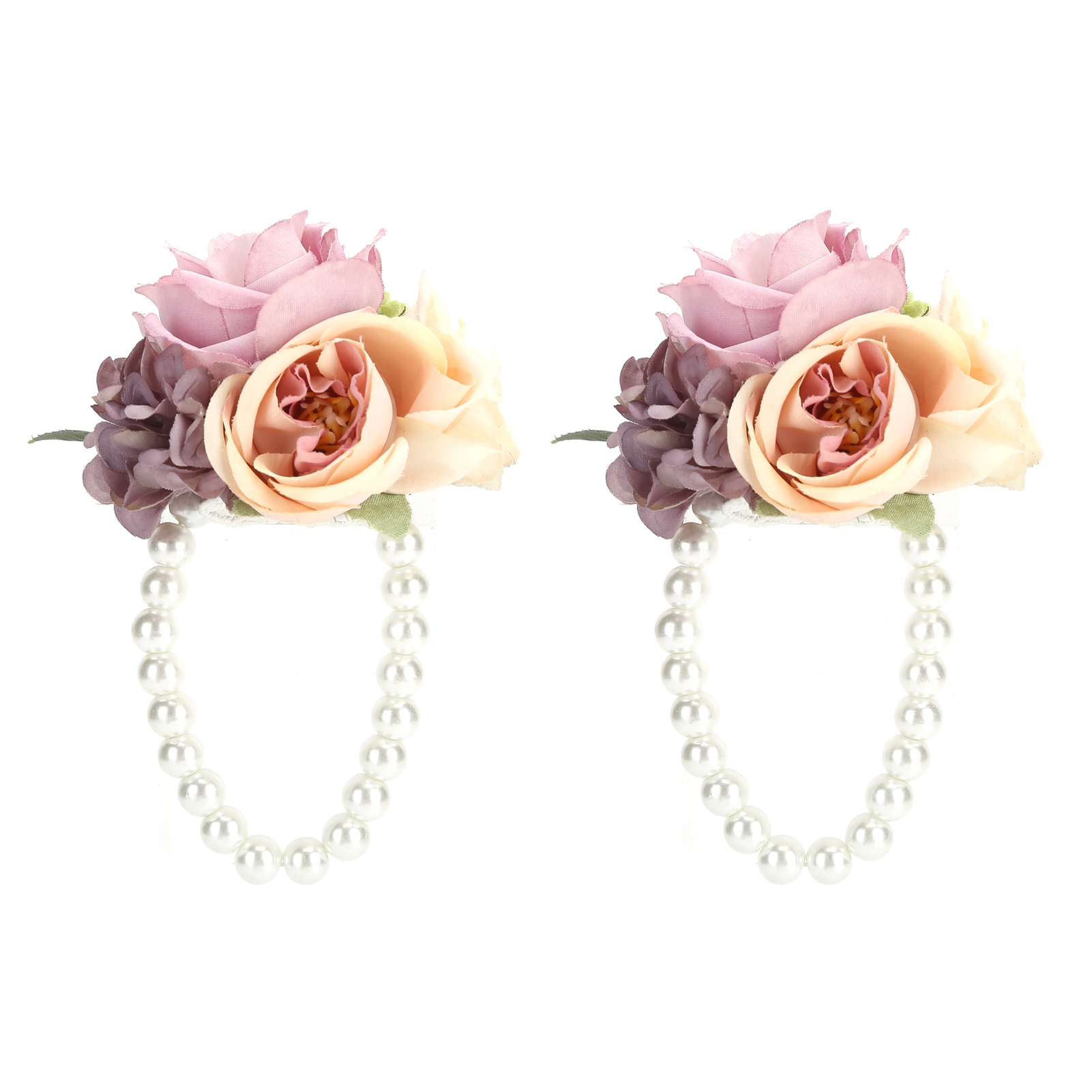 Set Mit 2 Künstlichen Lila Blüten Für Die Handgelenke Der Brautjungfern, Ideal Für Hochzeiten, Geburtstage Oder Cocktailpartys.