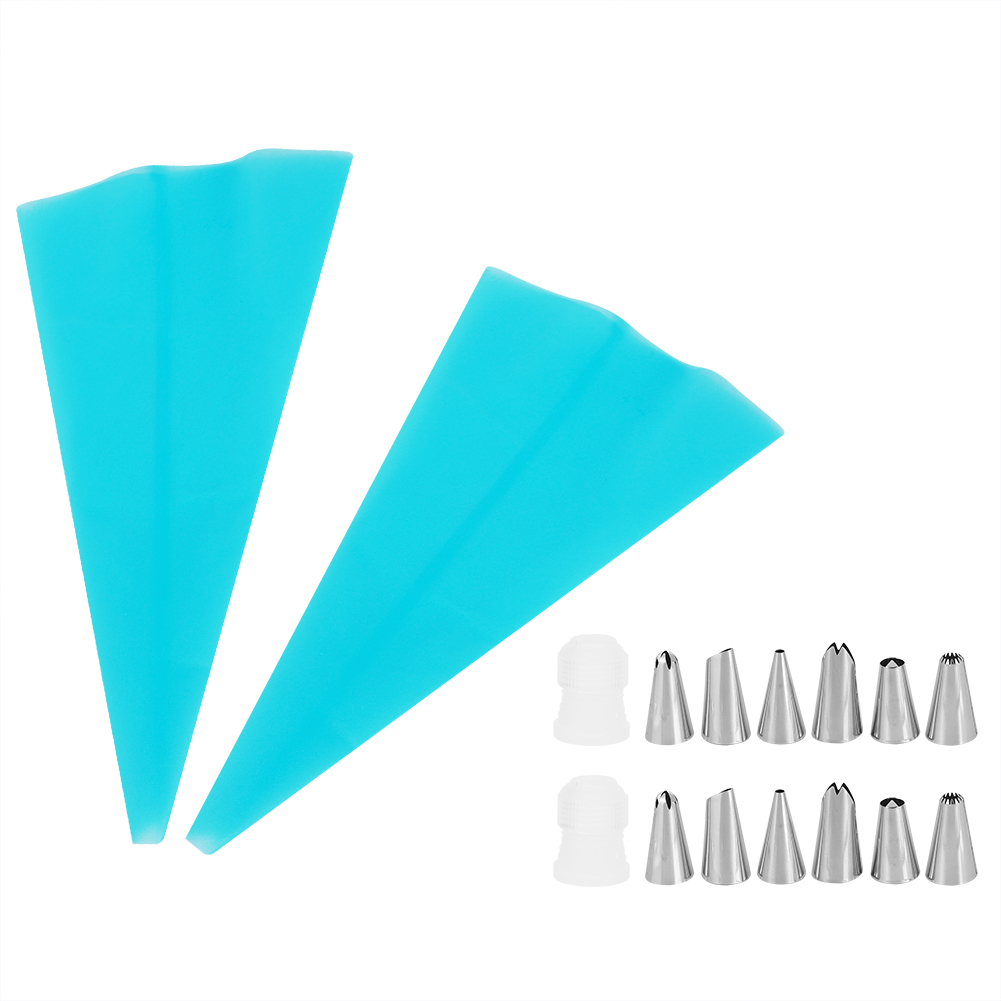 Set Mit 2 Silikon-spritzbeuteln Für Zuckerguss Und Gebäck, Edelstahl-tülle, Küchenutensilien Für Diy-projekte