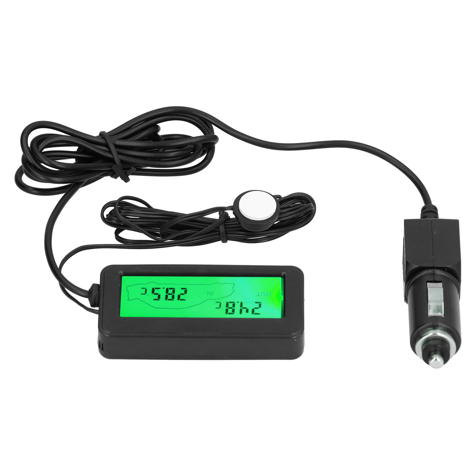 Elektronisches Mini-thermometer Mit Lcd-bildschirm, 12 V Dc, Für Auto, Innen- Und Außenbereich (grün).